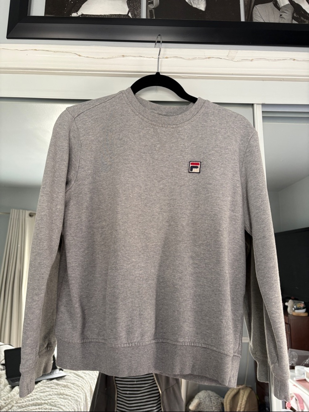 Fila Light Gray Crewneck Sweatshirt with Small Logo Patch